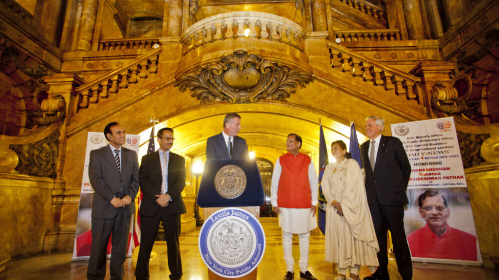 2 – NYC Mayor Bill deBlasio Honoring Dr. Pathak at NYC City Hall