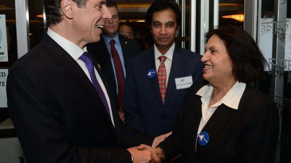 Gov. Cuomo with Pam Kwatra, Dr. Navin Mehta